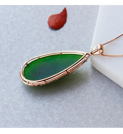 Hetian Jade Spinach Green Drop Pendant