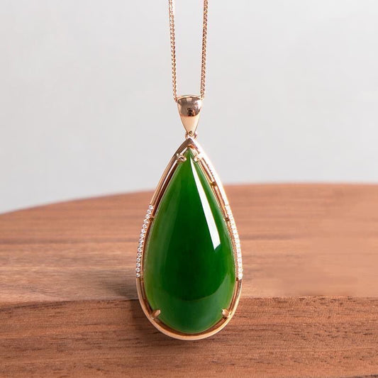 Hetian Jade Spinach Green Drop Pendant