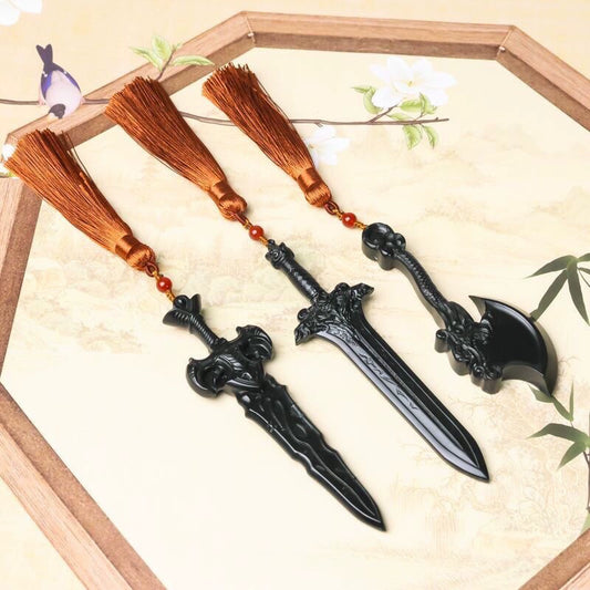 Hetian Black Jade Guardian Sword Pendant