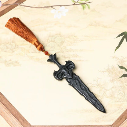 Hetian Black Jade Guardian Sword Pendant
