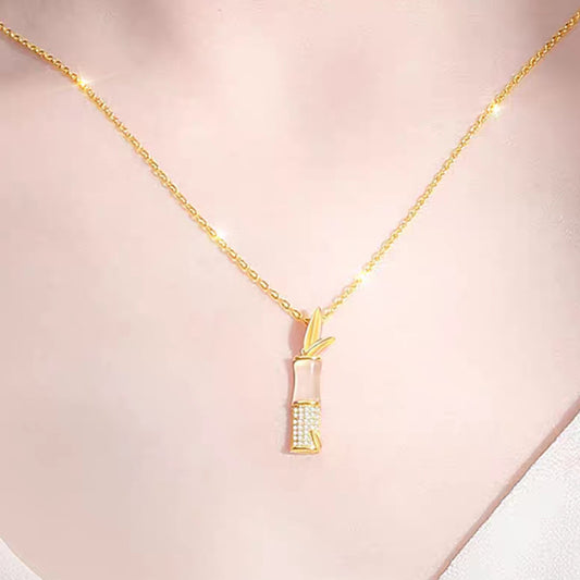Hetian Jade “Bamboo Blessing” Necklace (For Women)