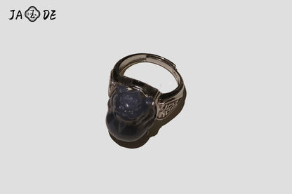 Adjustable Pixiu Ring with Natural Hetian Jade | Unique Jade™