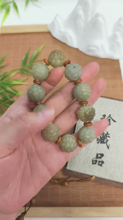 Tortoise Shell Jade Bracelet, 70.81g Natural Nephrite, Longevity Talisman, Wisdom and Grounding Jewelry