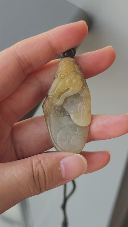 Hetian Nephrite Alligator/Crocodile Carving, 28.6g, Natural River Pebble "Seed Material" Jade Pendant