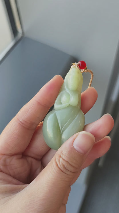 Noble Helper Jade Pendant, 30.5g Auspicious Figurine, Attract Patronage Charm, Good Fortune Talisman