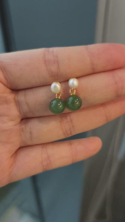 Sterling Silver Jasper Pearl Earrings - 2.59g, Delicate Bead Drop Design, Minimalist Luxury