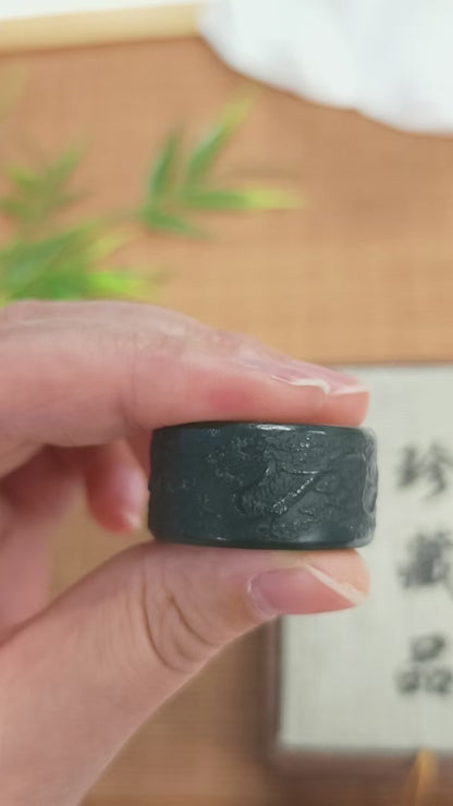 Dragon Thumb Ring, 13.5g Natural Nephrite, Power and Success Ring, Spiritual Archery Talisman